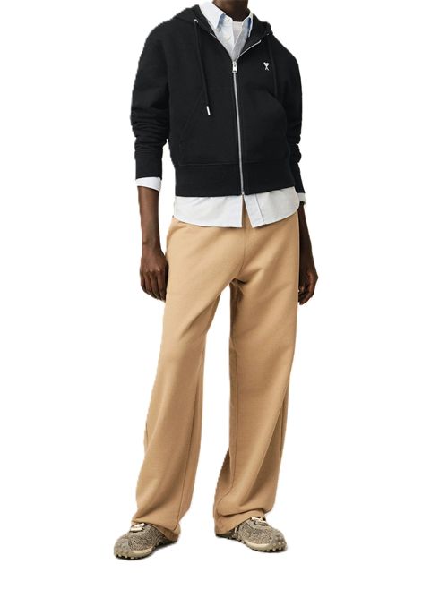 Hoodie in felpa leggera loopback. Ami Paris | FSW801.730045BLACK/WHITECREAM